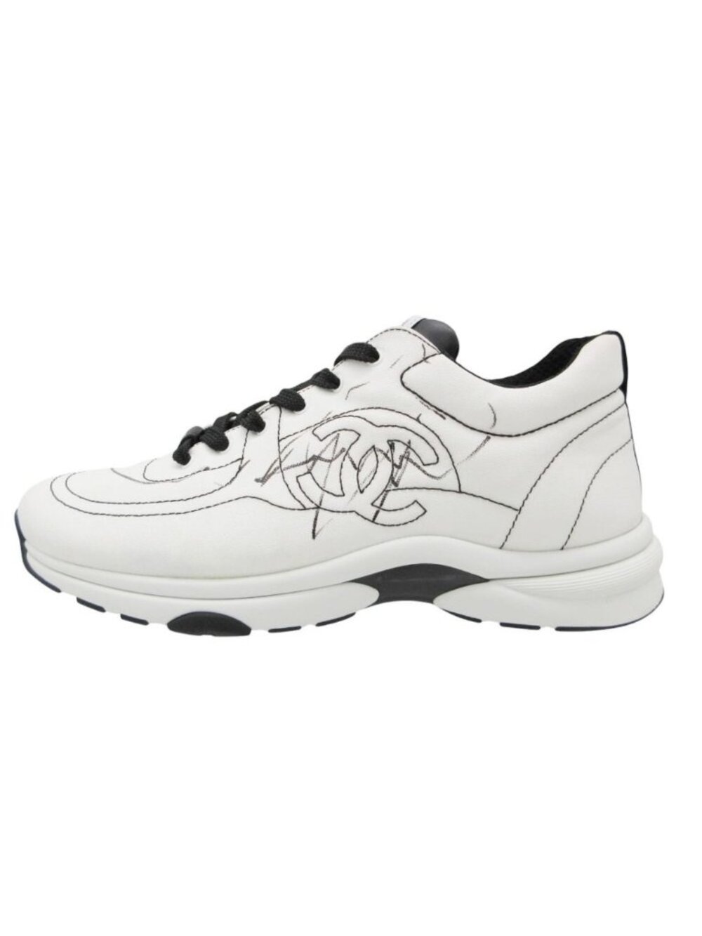 Chanel Sneakers CC Logo Stitch Shoes White